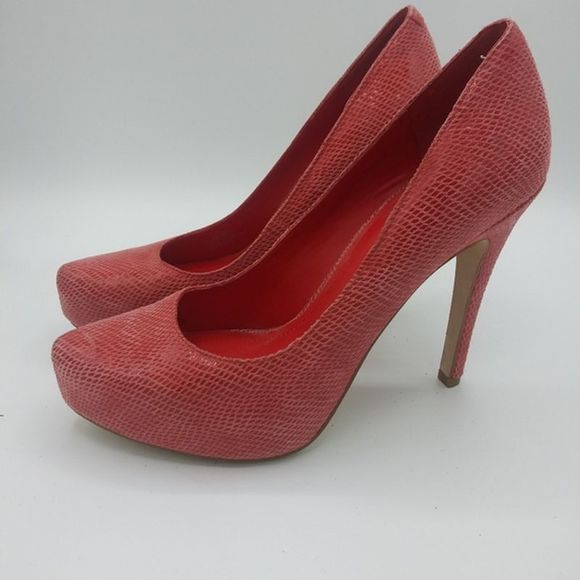 BCBGeneration Pink Leather Snakeskin Heels - Picture 1 of 5